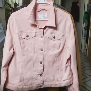 pink stretch denim jacket